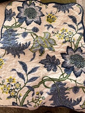 Waverly Maldives Blue and Yellow Floral quilted pillowsham  - Classic Bedding